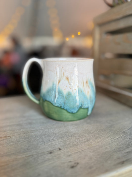 Cream & Green Mug - approx. 12-14oz - 114