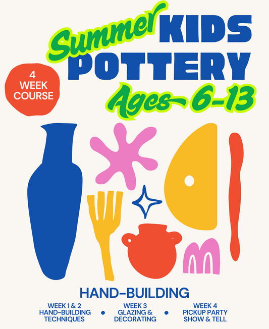 Ages 6-13 SUMMER POTTERY KIDS CLASSES - 4 Week Course - Thursdays 10-12