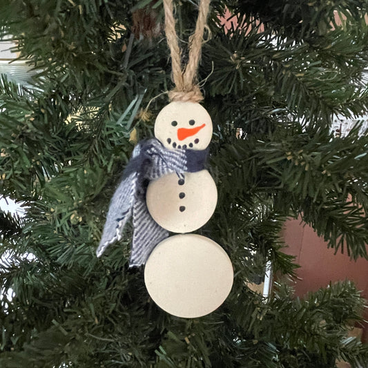Ornament - Snowman Blue & White Scarf