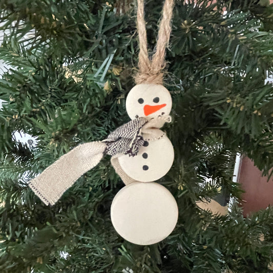 Ornament - Snowman Black & Cream Scarf