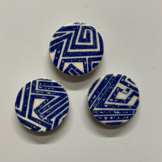 Blue Geometric Magnets - Set of 3