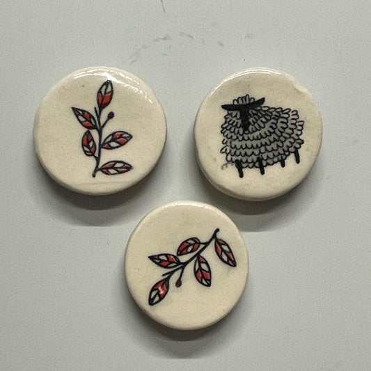 Sheep and Branch Magnets - Set of 3